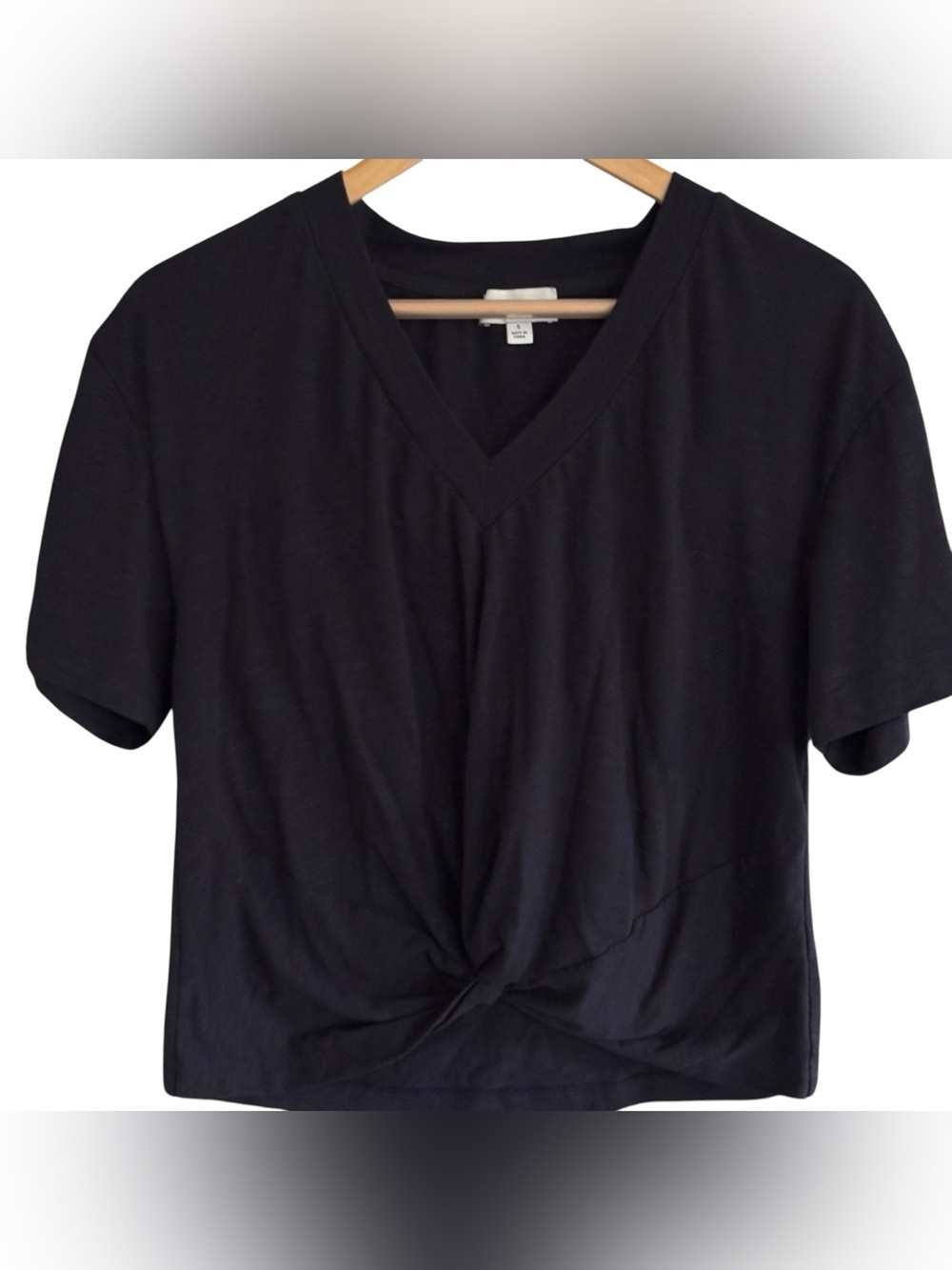 Evereve Black Blouse Size Small V Neck Twist Knot